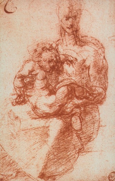 聖母子;ミケランジェロの絵。ルーブル美術館、パリ 作： Michelangelo Buonarroti